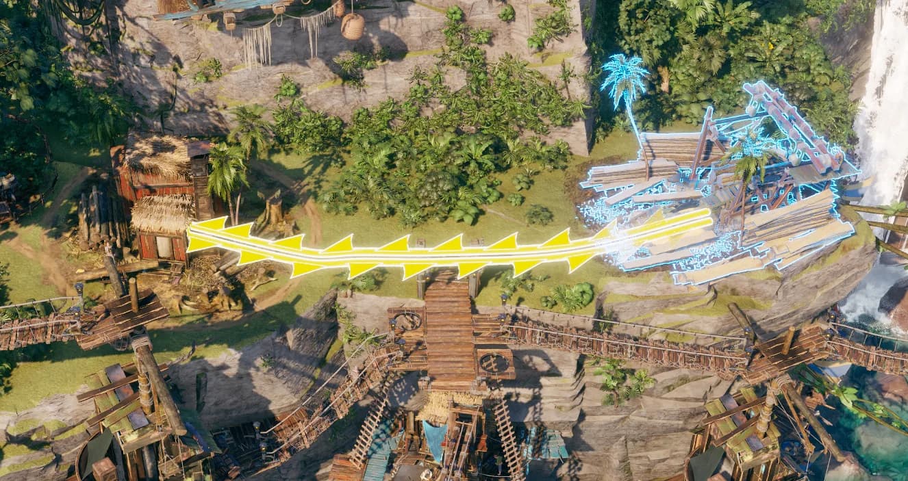 Official Fetcher route with a highlighted connection between buildings