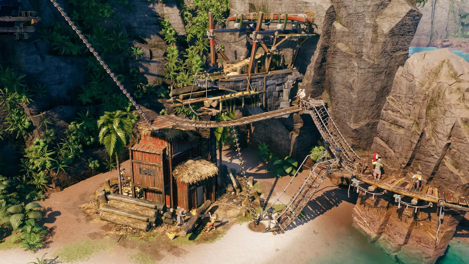 A compact Corsair Cove production and storage district with short walking distances