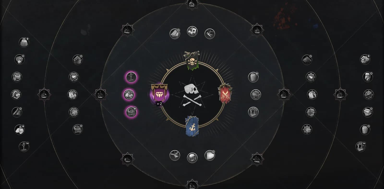 Official wide Compass board showing the four Principle Paths, central hub, and later unlock rings